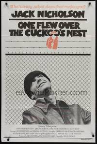 2j318 ONE FLEW OVER THE CUCKOO'S NEST Aust 1sh '75 great c/u of Jack Nicholson, Forman classic!