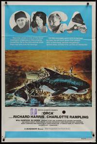 2j322 ORCA Aust 1sh '77 wild artwork of attacking Killer Whale by John Berkey!