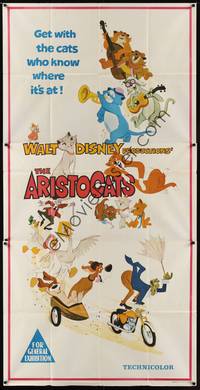 2j273 ARISTOCATS Aust 3sh '71 Walt Disney feline jazz musical cartoon, great artwork!