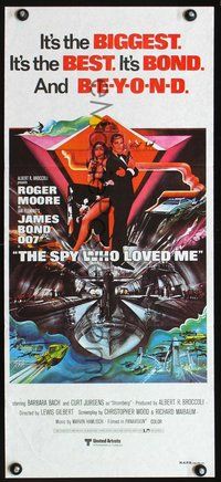 2j548 SPY WHO LOVED ME Aust daybill '77 art of Moore as James Bond by Bob Peak!