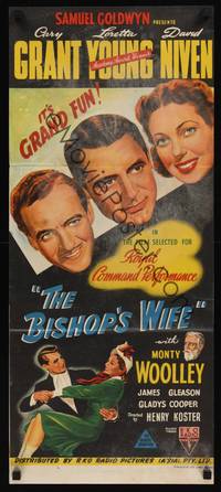 2j356 BISHOP'S WIFE Aust daybill '49 art of Cary Grant, Loretta Young, priest David Niven!