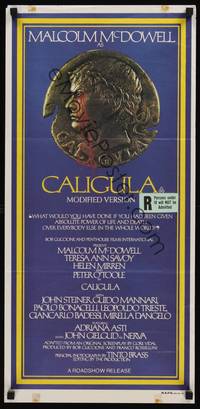 2j369 CALIGULA Aust daybill '81 Malcolm McDowell, Penthouse's Bob Guccione sex epic!
