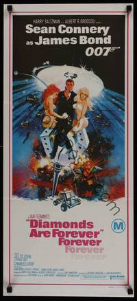 2j395 DIAMONDS ARE FOREVER Aust daybill '71 art of Connery as Bond by Robert McGinnis!