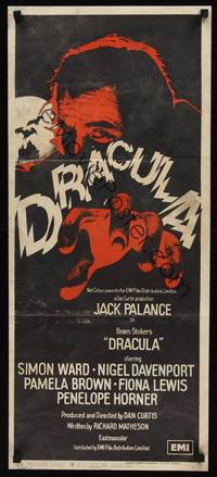 2j400 DRACULA Aust daybill '73 cool art of vampire Jack Palance!