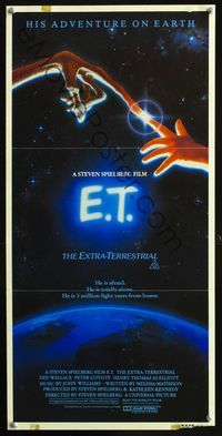 2j403 E.T. THE EXTRA TERRESTRIAL Aust daybill '82 Steven Spielberg classic, John Alvin art!