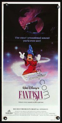 2j410 FANTASIA Aust daybill R82 great different art of Mickey Mouse, Disney musical classic!