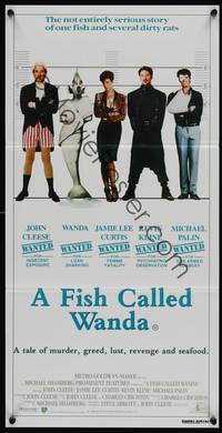 2j413 FISH CALLED WANDA Aust daybill '88 John Cleese, Curtis, Kline & Palin in police line up!