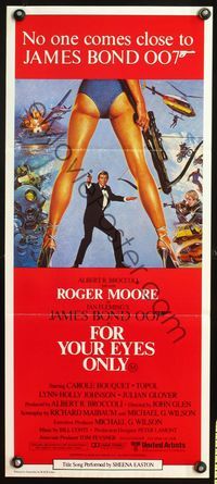 2j417 FOR YOUR EYES ONLY Aust daybill '81 no one comes close to Roger Moore as James Bond 007!