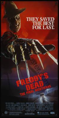 2j419 FREDDY'S DEAD Aust daybill '91 great close up of Robert Englund as Freddy Krueger!