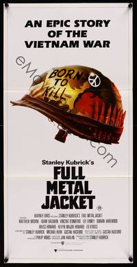 2j421 FULL METAL JACKET Aust daybill '87 Stanley Kubrick bizarre Vietnam War movie, Castle art!
