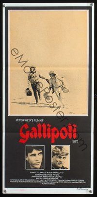 2j425 GALLIPOLI Aust daybill '81 Peter Weir, Mel Gibson & Mark Lee cross desert on foot!