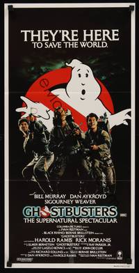 2j429 GHOSTBUSTERS Aust daybill '84 Bill Murray, Aykroyd & Harold Ramis are here to save the world
