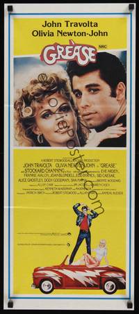2j435 GREASE Aust daybill '78 John Travolta & Olivia Newton-John in a most classic musical!