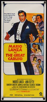 2j436 GREAT CARUSO Aust daybill R68 artwork of Mario Lanza & with pretty Ann Blyth!