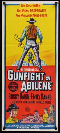 2j440 GUNFIGHT IN ABILENE Aust daybill '67 art of cowboy Bobby Darin in a showdown!