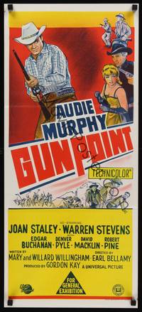 2j441 GUNPOINT Aust daybill '66 Audie Murphy in the story of a town with a gun in its back!