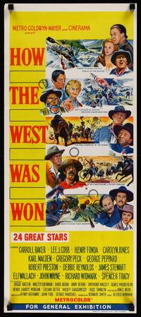 2j452 HOW THE WEST WAS WON Aust daybill '64 Ford, Debbie Reynolds, Gregory Peck & all-star cast!