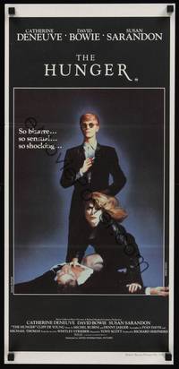 2j456 HUNGER Aust daybill '83 cool image of vampire Catherine Deneuve, rocker David Bowie!