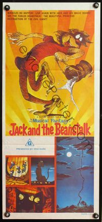 2j463 JACK & THE BEANSTALK Aust daybill '74 cool cartoon art of classic fairy tale!
