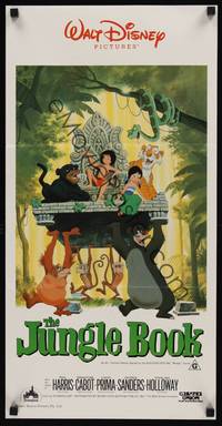 2j468 JUNGLE BOOK Aust daybill R86 Walt Disney cartoon classic, great art of all characters!