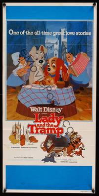 2j474 LADY & THE TRAMP Aust daybill R80 Walt Disney romantic canine dog classic cartoon!