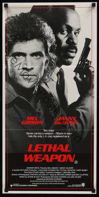 2j479 LETHAL WEAPON Aust daybill '87 great close image of cop partners Mel Gibson & Danny Glover!