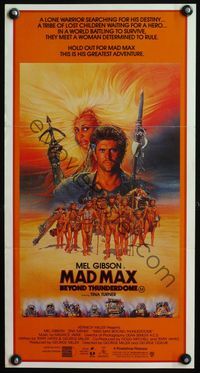 2j486 MAD MAX BEYOND THUNDERDOME Aust daybill '85 art of Gibson & Tina Turner by Richard Amsel!