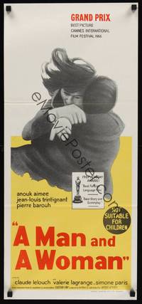 2j489 MAN & A WOMAN Aust daybill '68 Claude Lelouch's Un homme et une femme, Anouk Aimee!