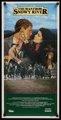 2j490 MAN FROM SNOWY RIVER Aust daybill '82 Sigrid Thornton, Kirk Douglas in a dual role!