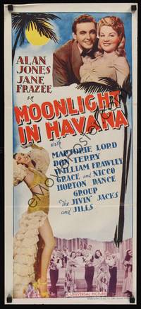 2j501 MOONLIGHT IN HAVANA Aust daybill '42 Allan Jones, Jane Frazee, full-length sexy showgirl!