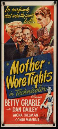 2j504 MOTHER WORE TIGHTS Aust daybill '47 different art of Betty Grable, Dan Dailey, Mona Freeman!