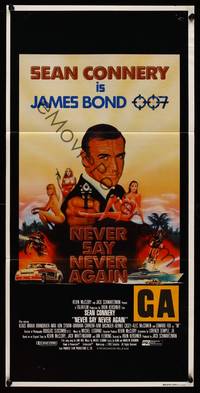 2j510 NEVER SAY NEVER AGAIN Aust daybill '83 art of Sean Connery as James Bond 007 by R. Dorero!