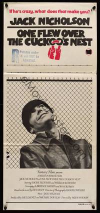 2j517 ONE FLEW OVER THE CUCKOO'S NEST Aust daybill '75 image of Nicholson, Milos Forman classic!