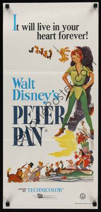 2j526 PETER PAN Aust daybill R70s Walt Disney animated cartoon fantasy classic!