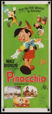 2j529 PINOCCHIO Aust daybill R70s Disney classic fantasy cartoon for all the world to enjoy!