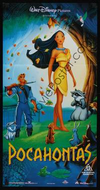 2j531 POCAHONTAS Aust daybill '95 Walt Disney, Native American Indians, great cartoon artwork!