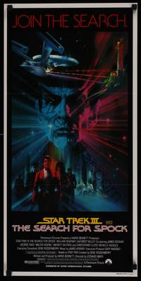 2j552 STAR TREK III Aust daybill '85 The Search for Spock, cool art of Leonard Nimoy by Bob Peak!