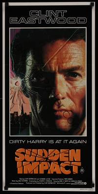 2j554 SUDDEN IMPACT Aust daybill '83 Clint Eastwood is at it again as Dirty Harry, great image!