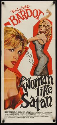 2j573 WOMAN LIKE SATAN Aust daybill '59 La Femme et le Pantin, art of sexiest Brigitte Bardot!