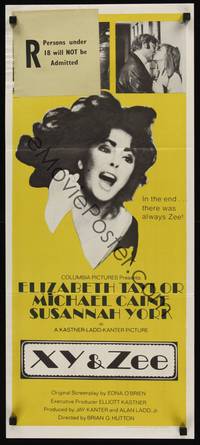 2j575 X Y & ZEE Aust daybill '71 Elizabeth Taylor, Michael Caine, Susannah York, Zee & Co.