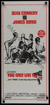 2j579 YOU ONLY LIVE TWICE Aust daybill R80s art of Sean Connery as James Bond w/sexy girls!