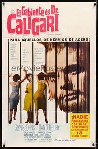 2j172 CABINET OF CALIGARI Spanish/U.S. 1sh '62 Robert Bloch, it shocks the unshockables!