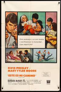 2j174 CHANGE OF HABIT Spanish/U.S. 1sh '69 art of Dr. Elvis Presley in various scenes, Mary Tyler Moore!