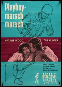 2j692 GIRL HE LEFT BEHIND German '56 romantic image of Tab Hunter & Natalie Wood, soldier art!