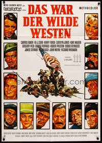 2j704 HOW THE WEST WAS WON German R70s John Ford epic, art of Debbie Reynolds, Gregory Peck & cast