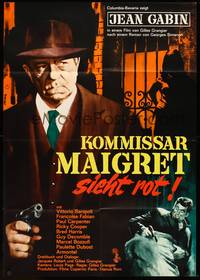 2j746 MAIGRET SEES RED German '63 Peltzer art of Jean Gabin as detective Jules Maigret!