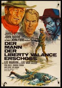 2j749 MAN WHO SHOT LIBERTY VALANCE German '62 John Wayne & James Stewart together, Dill art!