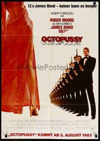2j765 OCTOPUSSY advance German '83 art of sexy Maud Adams & Roger Moore as James Bond by Gouzee!