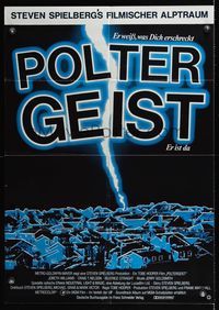 2j782 POLTERGEIST German '82 Tobe Hooper, Steven Spielberg, creepy image of suburbs!