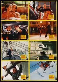 2j995 VIEW TO A KILL German LC poster '85 action images of Roger Moore as Bond, tough Grace Jones!